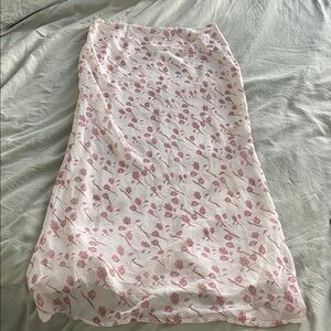 Princess Polly Floral Maxi Skirt in Pink and White
